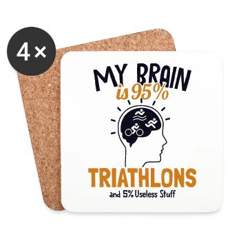 My Brain is 95% Triathlons Triathlet Training - Untersetzer (4er-Set) - Weiß - Vorne