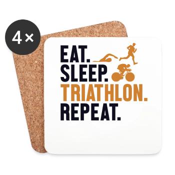 Eat Sleep Triathlon Repeat Triathlete Training - Coasters (set of 4) - white - Front