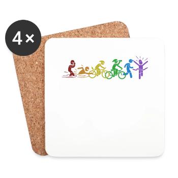 Triathlon LGBT Rainbow Triathlonrad Triathlet - Untersetzer (4er-Set) - Weiß - Vorne