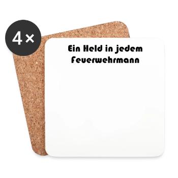 Feuerwehr - Ein Held in jedem Feuerwehrmann - Untersetzer (4er-Set) - Weiß - Vorne