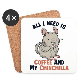 Coffee and my Chinchilla Longtail Longhair - Coasters (set of 4) - white - Front