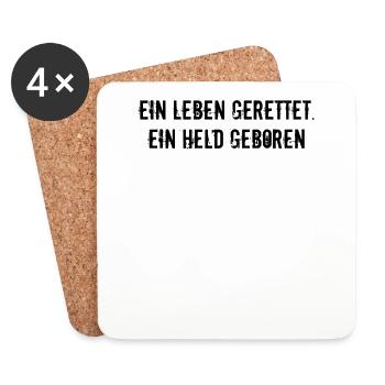 Feuerwehr - Ein Leben gerettet. Ein Held geboren - Untersetzer (4er-Set) - Weiß - Vorne