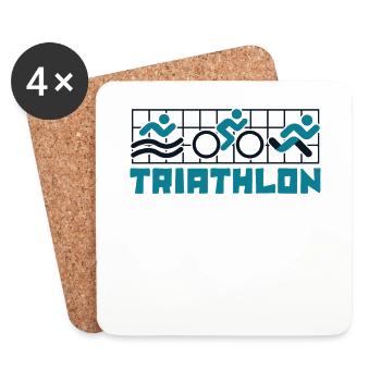 Training Triathlonrad Triathlet Profi Triathlon - Untersetzer (4er-Set) - Weiß - Vorne