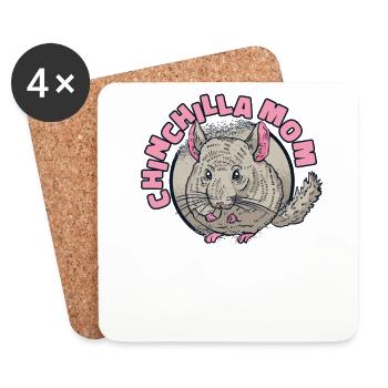 Chinchilla Mom Longhair Short-tailed Longtail - Coasters (set of 4) - white - Front