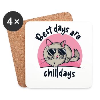 Les meilleurs jours sont les chilldays Longtail Longhair - Dessous de verre (lot de 4) - blanc - Devant