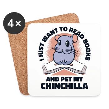 Read Books And Pet My Chinchilla Longhair Breeder - Coasters (set of 4) - white - Front
