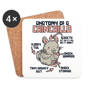 Anatomy Of A Chinchilla Long Tail Long Hair - Coasters (set of 4) - white - Front