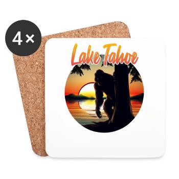 Lake Tahoe Bigfoot - Coasters (set of 4) - white - Front