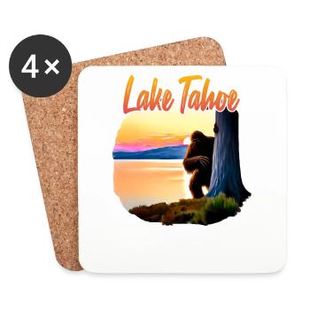 Lake Tahoe Bigfoot - Coasters (set of 4) - white - Front