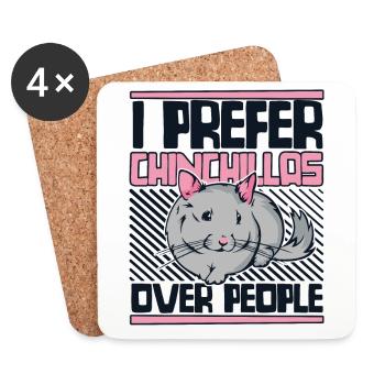 I Prefer Chinchillas Over People Longhair Breeder - Coasters (set of 4) - white - Front
