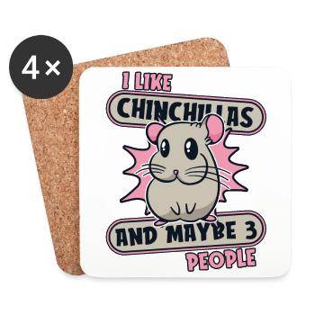 I Like Chinchillas And Maybe 3 People Langschwanz - Untersetzer (4er-Set) - Weiß - Vorne