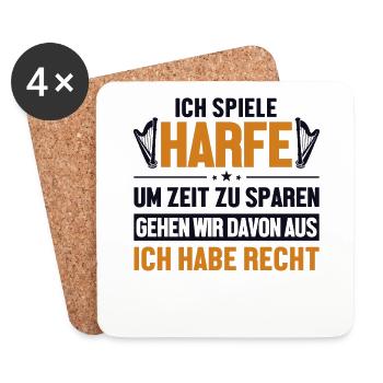 Harfenspieler hat immer Recht Konzertharfe - Untersetzer (4er-Set) - Weiß - Vorne