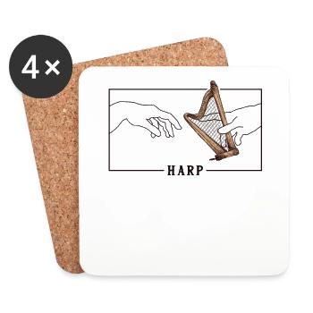 Michelangelo Creation of Adam Harp Harp Music - Coasters (set of 4) - white - Front