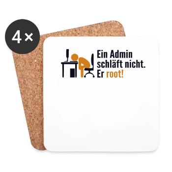 Ein Admin Schläft Nicht Er Root Admin - Untersetzer (4er-Set) - Weiß - Vorne