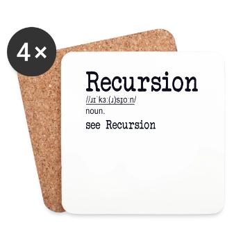 Recursion Definition Developer Coder Programmierer - Untersetzer (4er-Set) - Weiß - Vorne