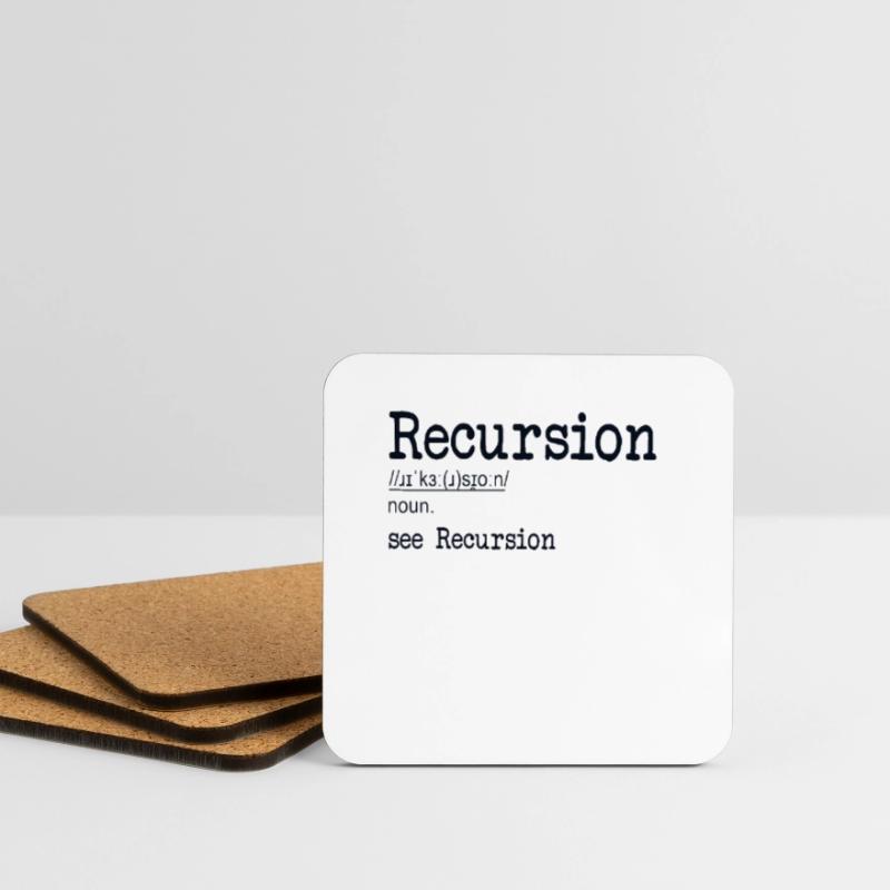Recursion Definition Developer Coder Programmer Coasters (set of 4)