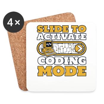Faire glisser pour activer le codeur du développeur en mode codage - Dessous de verre (lot de 4) - blanc - Devant