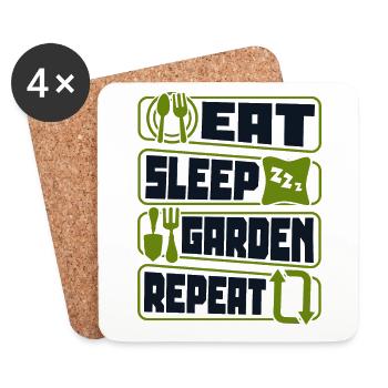 Eat Sleep Garden Repeat Allotment Garden Horticulture - Coasters (set of 4) - white - Front