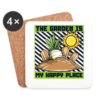 The Garden Is My Happy Place Gartenbau Gärtner - Untersetzer (4er-Set) - Weiß - Vorne