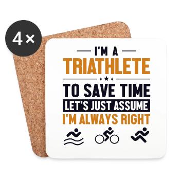 Triathlete Let's Assume I'm Right Training Professional - Coasters (set of 4) - white - Front