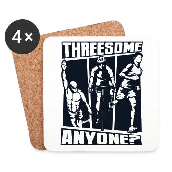 Threesome Anyone Triathlete Training Triathlon Bike - Coasters (set of 4) - white - Front