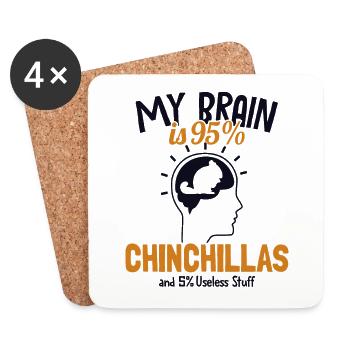 My Brain is 95% Chinchillas Longtail Longhair - Coasters (set of 4) - white - Front
