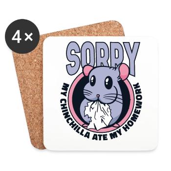 Mes chinchillas sont mes devoirs Éleveur Longtail - Dessous de verre (lot de 4) - blanc - Devant