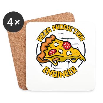 Pizza Production Engineer Pizza Tray Pizza Oven - Coasters (set of 4) - white - Front