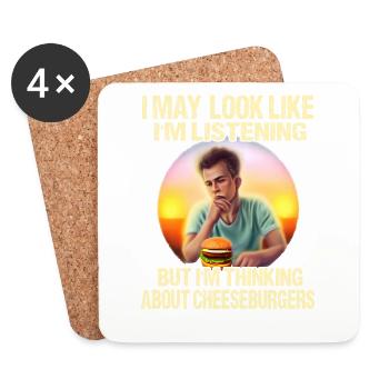 Thoughts of cheeseburgers - Coasters (set of 4) - white - Front