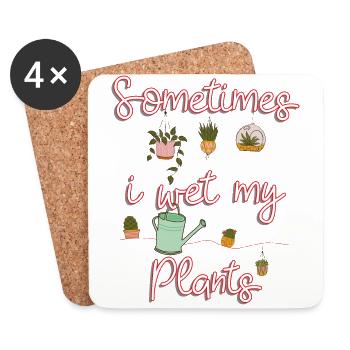JARDINAGE I Parfois, je mouille mes plantes - Dessous de verre (lot de 4) - blanc - Devant