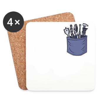 Carpenter Chest Pocket Carpenter Wood Mechanic - Coasters (set of 4) - white - Front