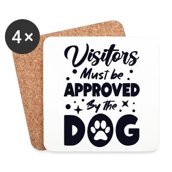 Visiteurs approuvés par le chien mâle à quatre pattes ami - Dessous de verre (lot de 4) - blanc - Devant