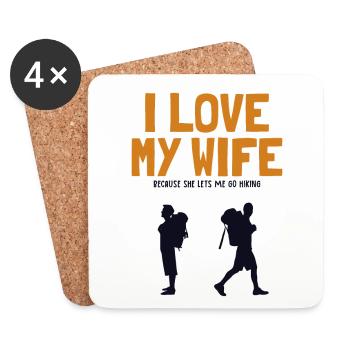 J’aime ma femme Randonnée en montagne Randonnée Randonnée Trekking - Dessous de verre (lot de 4) - blanc - Devant