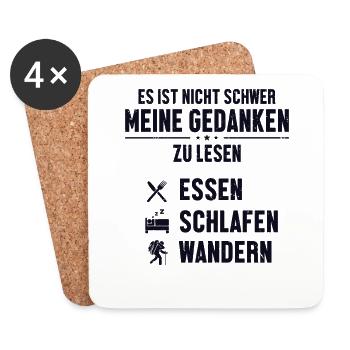 Essen Schlafen Hiking Trekking Bergwandern Hiking - Untersetzer (4er-Set) - Weiß - Vorne