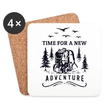 Il est temps pour une nouvelle aventure Trekking Randonnée en montagne - Dessous de verre (lot de 4) - blanc - Devant