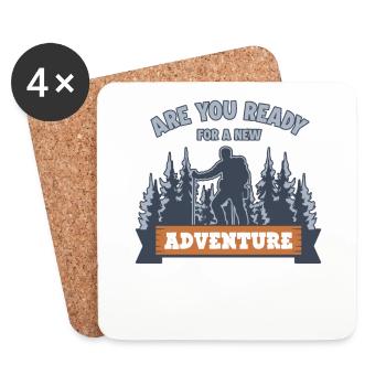 Prêt pour une nouvelle aventure Randonnée Trekking - Dessous de verre (lot de 4) - blanc - Devant