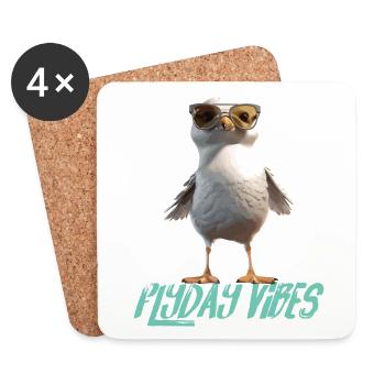 Möwe Flyday Vibes Cool Süß Sommer Urlaub - Untersetzer (4er-Set) - Weiß - Vorne
