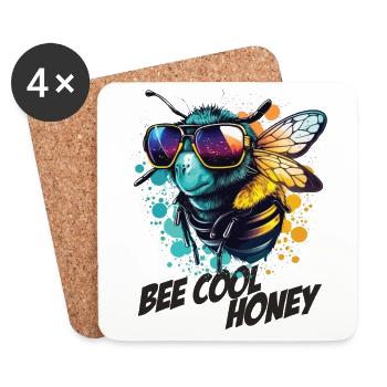 Graffiti bumblebee with sunglasses Bee Cool Honey - Coasters (set of 4) - white - Front