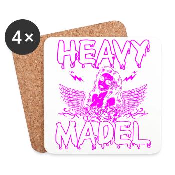 Biker Rocker, Heavy Rock, Punk, Hard Girl Metal - Untersetzer (4er-Set) - Weiß - Vorne