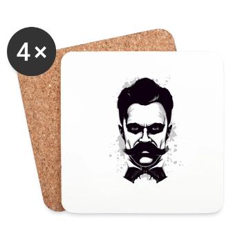 Friedrich Nietzsche: Abstraktes Porträt - Untersetzer (4er-Set) - Weiß - Vorne