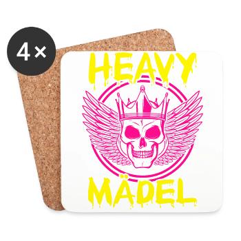 Biker Rocker, Heavy Rock, Punk, Hard Girl Metal - Untersetzer (4er-Set) - Weiß - Vorne