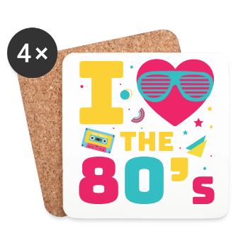 80er Jahre Retro KostümMottoparty Kostüm 90s Party - Untersetzer (4er-Set) - Weiß - Vorne