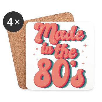 80er Jahre Retro KostümMottoparty Kostüm 90s Party - Untersetzer (4er-Set) - Weiß - Vorne