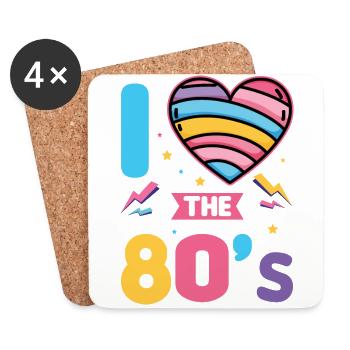 80er Jahre Retro KostümMottoparty Kostüm 90s Party - Untersetzer (4er-Set) - Weiß - Vorne