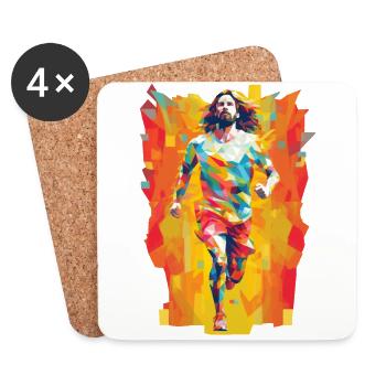 Team Jesus Low Poly Christian Hero - Coasters (set of 4) - white - Front
