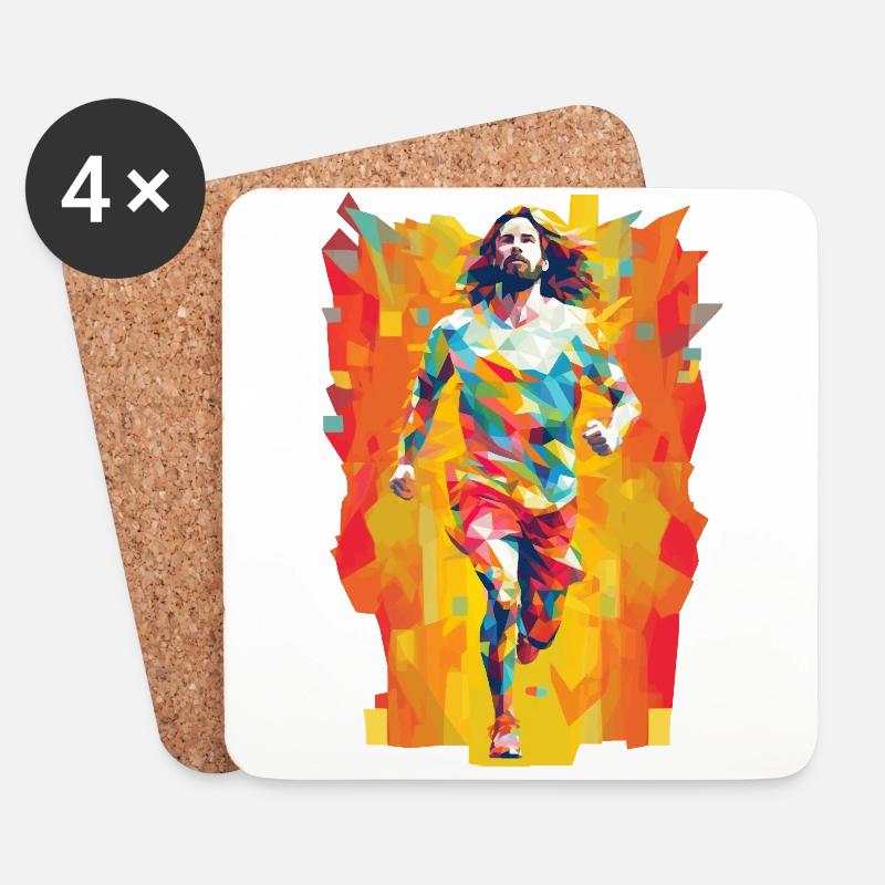 Team Jesus Low Poly christlicher Held - Untersetzer (4er-Set) - Weiß