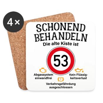 53. Geburtstag Schonend Behandeln 53 Alte Kiste 53 - Untersetzer (4er-Set) - Weiß - Vorne