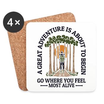 Grande aventure Sentez-vous le plus vivant Randonnée en montagne - Dessous de verre (lot de 4) - blanc - Devant