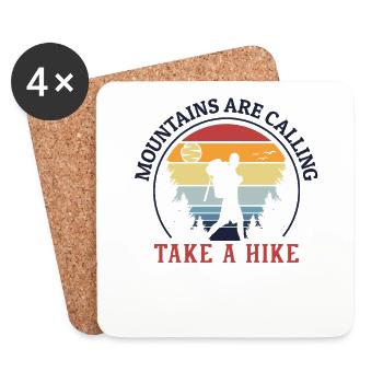 Les montagnes appellent la randonnée Trekking Randonnée en montagne - Dessous de verre (lot de 4) - blanc - Devant