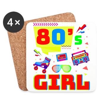 80er Jahre Retro KostümMottoparty Kostüm 90s Party - Untersetzer (4er-Set) - Weiß - Vorne